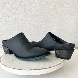 Lane Plain Jane Mule Womens 10 Black Cowboy Boots Short Western Cowgirl Slip Ons